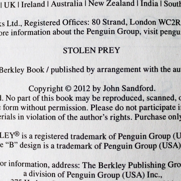 Stolen Prey by John Sandford 2012 Mass Market