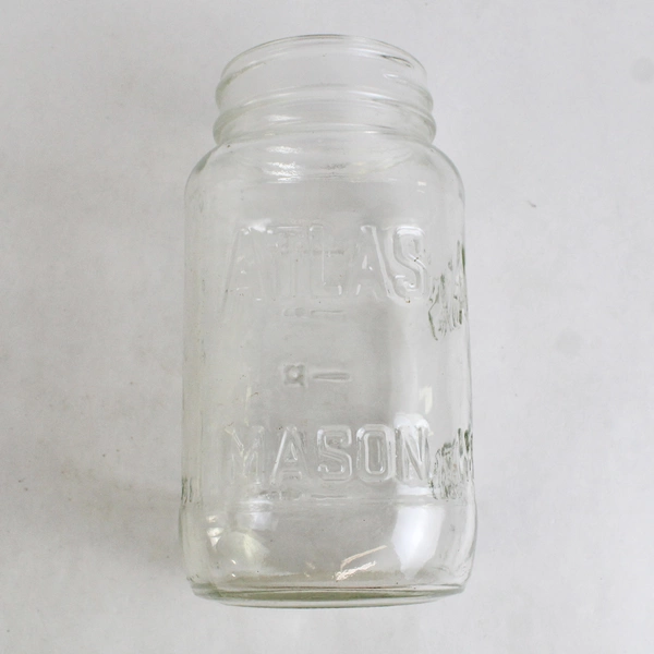 Lot of 2 Atlas Clear Glass Mason Jars Missing Lid