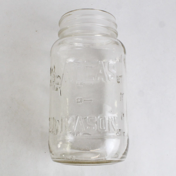 Lot of 2 Atlas Clear Glass Mason Jars Missing Lid