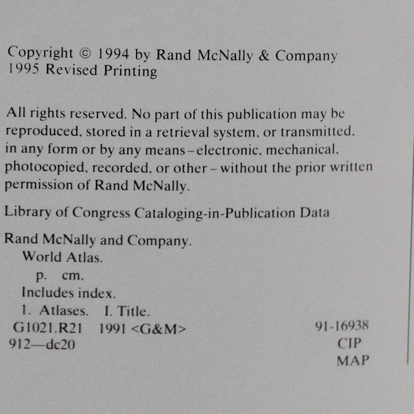 Rand McNally World Atlas 1995 Paperback Revised Printing