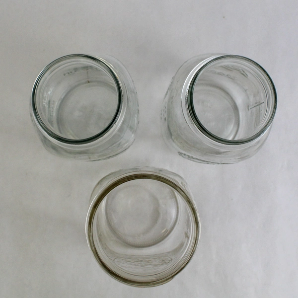 Lot of 3 Ball Clear Glass Fruit Embossed 27 Oz Mason Jars No Lids