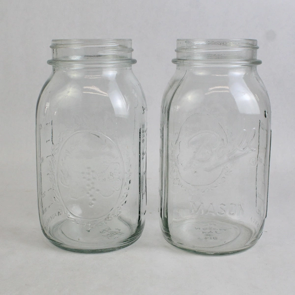 Lot of 3 Ball Clear Glass Fruit Embossed 27 Oz Mason Jars No Lids