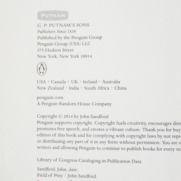 Field of Prey by John Sandford 2014 Hardcover