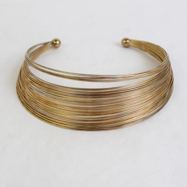 Gold-Tone Multiwire Metal Choker Cuff Necklace Fashion Jewelry