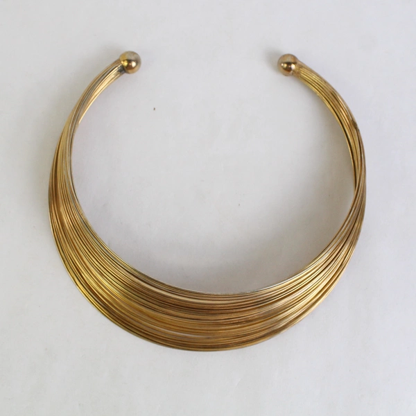 Gold-Tone Multiwire Metal Choker Cuff Necklace Fashion Jewelry