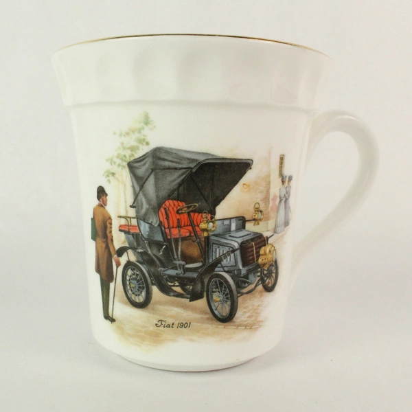 Crown Staffordshire 1901 Fiat Antique Car Fine Bone China Mug Cup