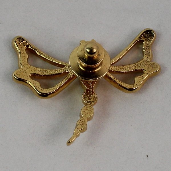 Vintage Avon Crystal And Rhinestone Gold Tone Dragonfly Pin