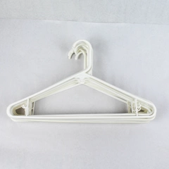Lot of 10 White Plastic Clothes Hangers with Bar & Hooks - Good Condition