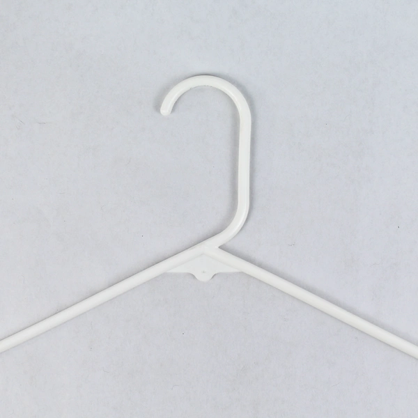 Lot of 10 White Plastic Clothes Hangers with Bar & Hooks - Good Condition