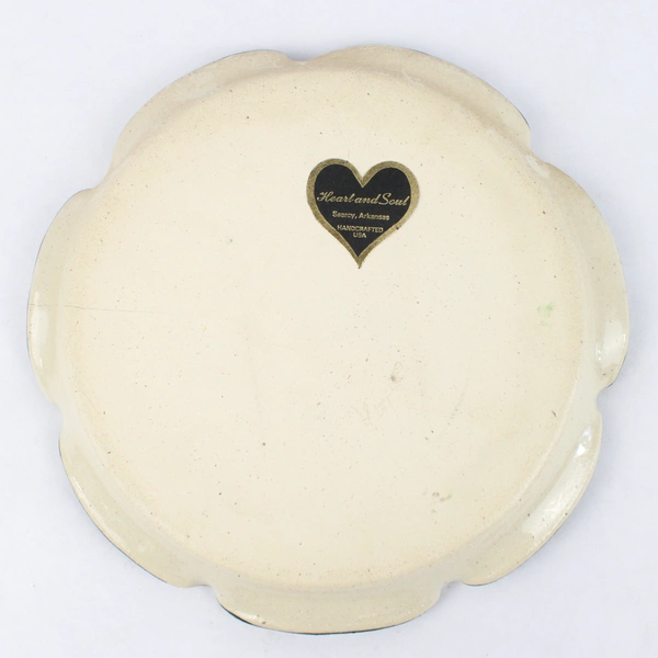 Heart And Soul Pottery Trinket Dish Tray Plate Hummingbird Flower 8.5" Diameter