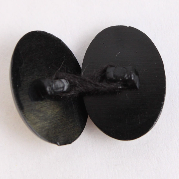 Set of 4 Cameo Shank Buttons Black White Plastic Oval 0.75"