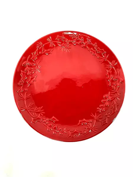 Holiday Home Winter Wonderland Red Christmas Dinner Plate 10.5" Pre-Owned