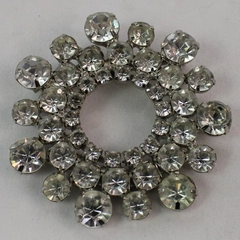 Vintage Clear Rhinestone Cluster Brooch With Open Center