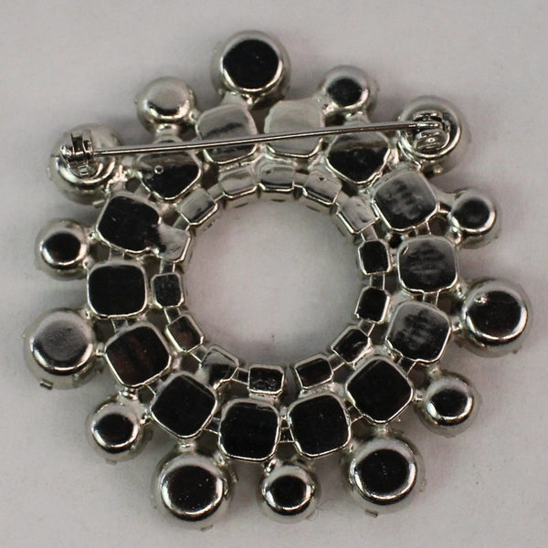 Vintage Clear Rhinestone Cluster Brooch With Open Center
