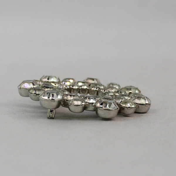 Vintage Clear Rhinestone Cluster Brooch With Open Center
