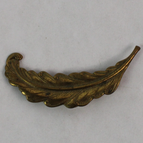 Vintage 2.75 Inch Brass Feather Brooch