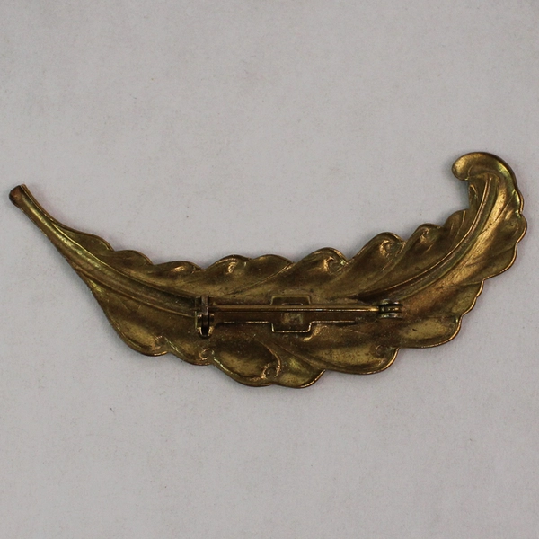 Vintage 2.75 Inch Brass Feather Brooch