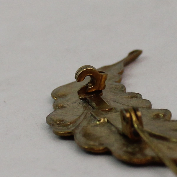 Vintage 2.75 Inch Brass Feather Brooch