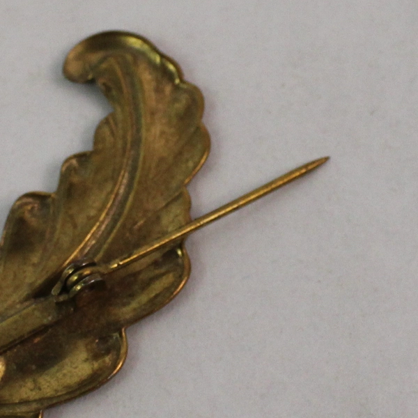 Vintage 2.75 Inch Brass Feather Brooch
