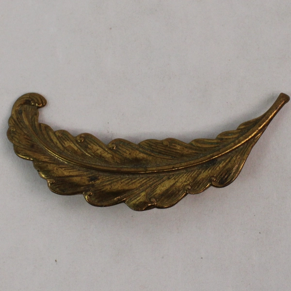Vintage 2.75 Inch Brass Feather Brooch