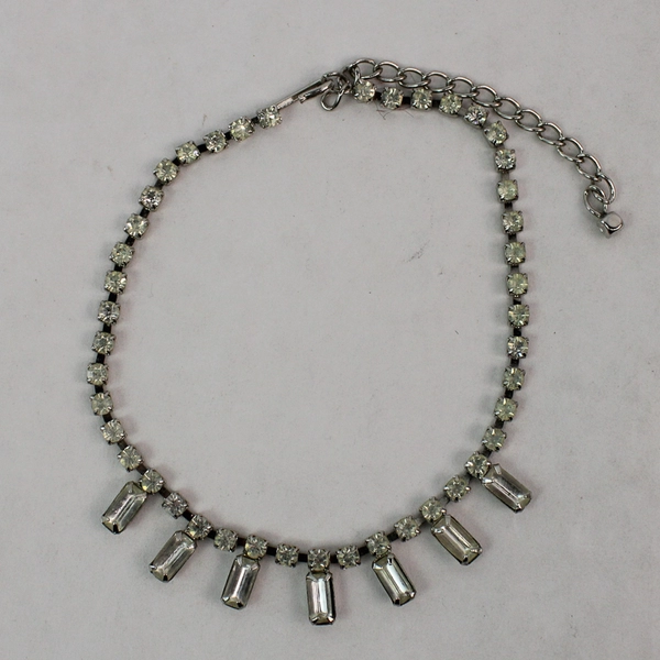 Vintage 15 Inch Clear Rhinestone Choker Necklace