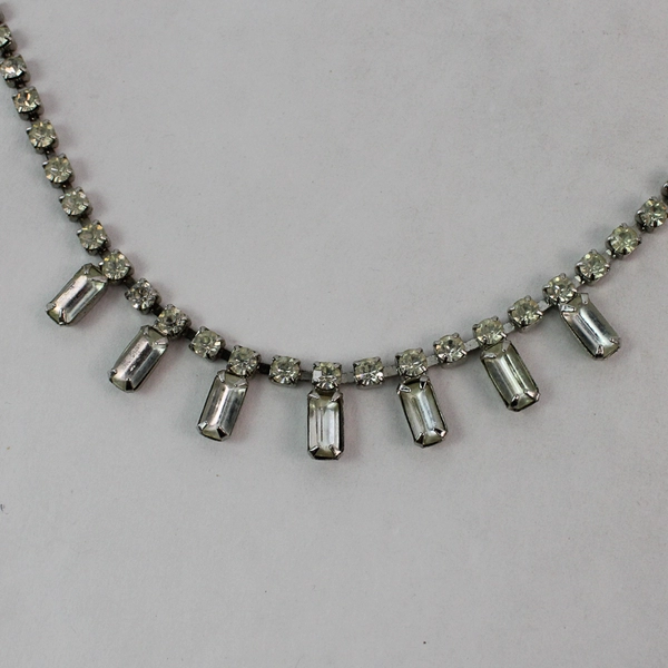 Vintage 15 Inch Clear Rhinestone Choker Necklace