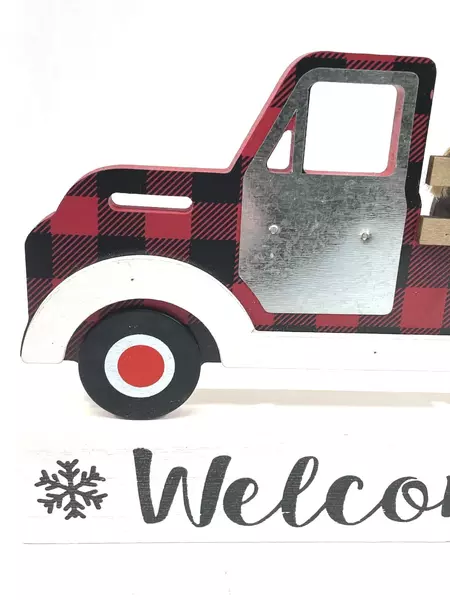 Grocery Outlet Christmas Gnome Plaque - Plaid Truck Welcome Decor