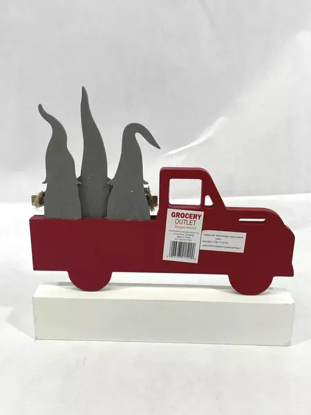 Grocery Outlet Christmas Gnome Plaque - Plaid Truck Welcome Decor
