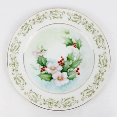 Allegro Fine China Holly Berry Plate Gold Trim 10.25" Diameter Decorative