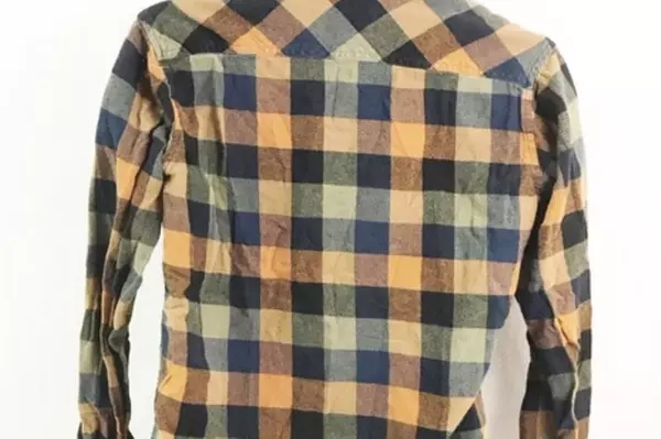 Ocean Current Men's Flannel Shirt S Brown Blue Plaid Cotton Button Up