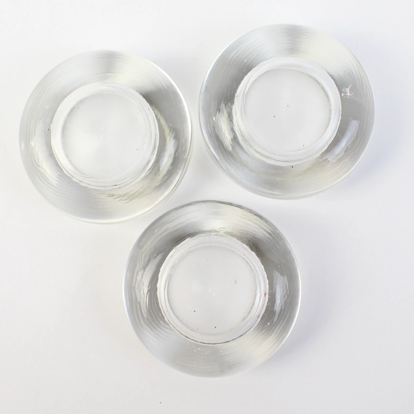 Lot Of 3 Clear Glass Tealight Candle Holders With Decorative Candles Red Glitter