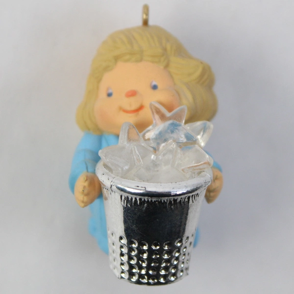 Vintage Resin Christmas Ornament Angel Holding A Thimble Full Of Stars