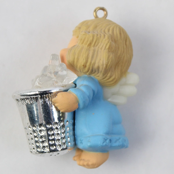Vintage Resin Christmas Ornament Angel Holding A Thimble Full Of Stars