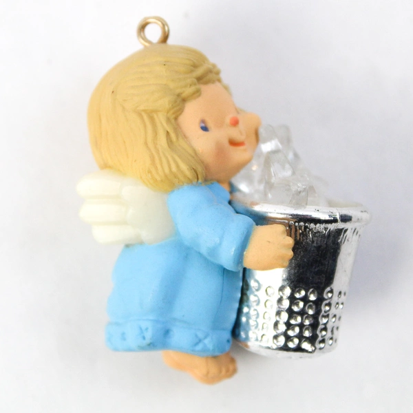 Vintage Resin Christmas Ornament Angel Holding A Thimble Full Of Stars