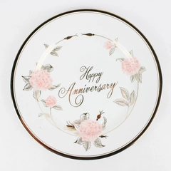 Georgian Fine China Happy Anniversary Decorative Plate 10.25" Chrysanthemums