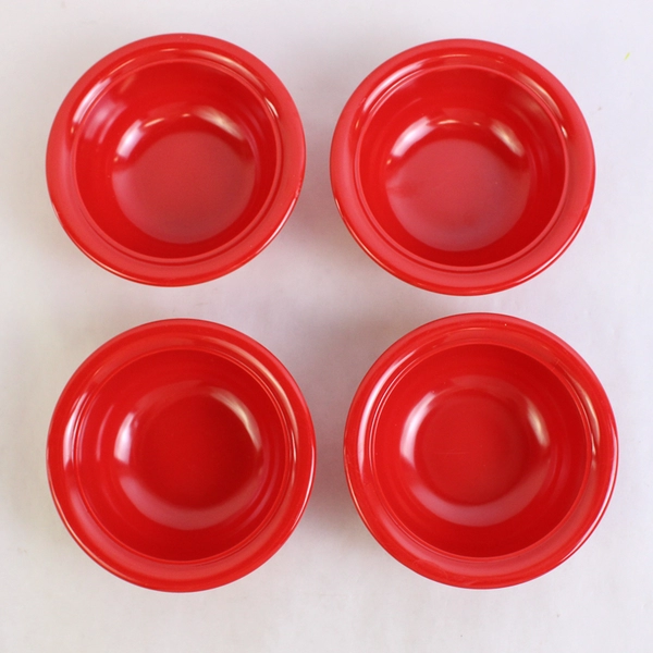 Set of 4 Zak Designs Red Melamine Bowls 4.25 Inch