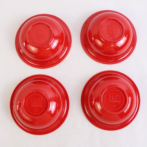 Set of 4 Zak Designs Red Melamine Bowls 4.25 Inch