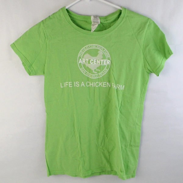 Gildan The Old Chicken Farm Art Center Green Cotton T-Shirt Women's Small