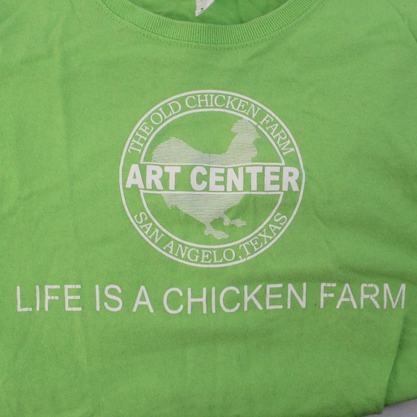 Gildan The Old Chicken Farm Art Center Green Cotton T-Shirt Women's Small