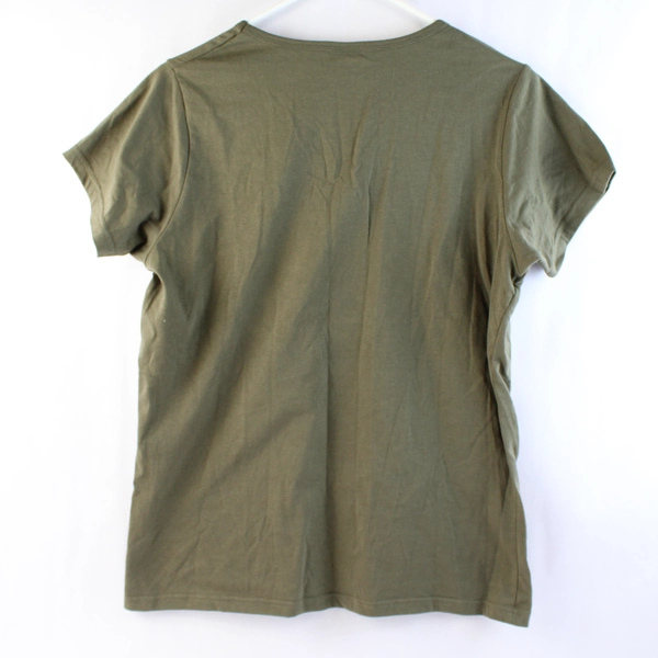 Olive Green Women's 'Aroha New Zealand' Floral Decal T-Shirt Size L