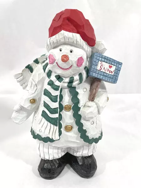World Bazaars 10" Carved Snowman Figurine Holiday Decor Collectible Gift