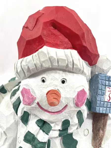 World Bazaars 10" Carved Snowman Figurine Holiday Decor Collectible Gift