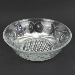 Unbranded Thumbprint Coin Clear Glass Bowl 8.5" Diameter 3" Tall