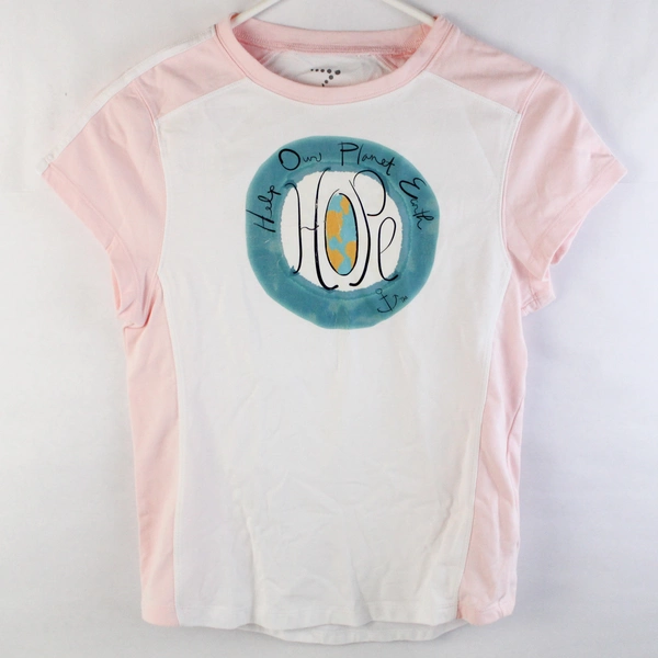 Zorrel Pink & White Help Our Planet Earth Athletic T-Shirt Women's Size Medium