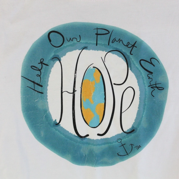 Zorrel Pink & White Help Our Planet Earth Athletic T-Shirt Women's Size Medium