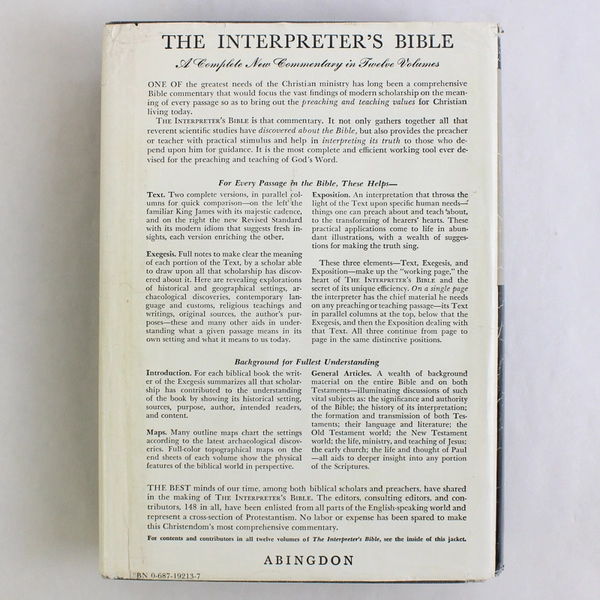 The Interpreter's Bible A Commentary in Twelve Volumes Vol 7 1982 HC DJ