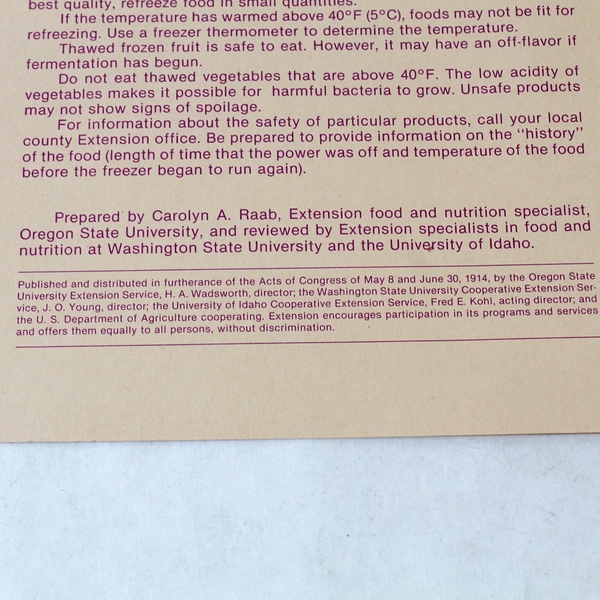 Vintage Freezing Fruits & Vegetables Guide - June 1981 - Pre-Owned