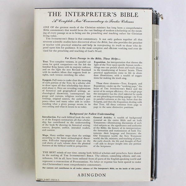 The Interpreter's Bible A Commentary in Twelve Volumes Vol 8 1982 HC DJ