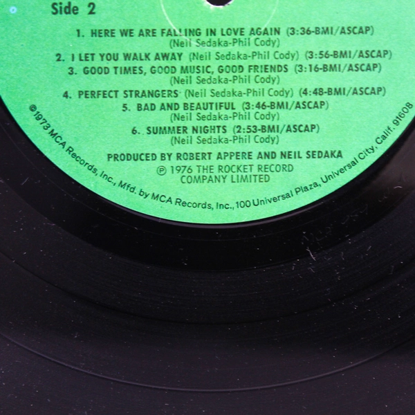 Neil Sedaka Steppin' Out Vinyl LP 1973 The Rocket Record Co. PIG-2195