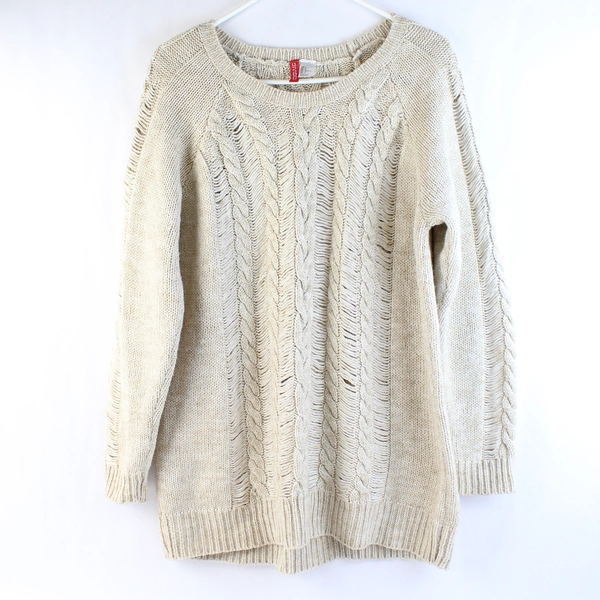 H&M Divided Women's Cream Beige Knit Sweater Size L